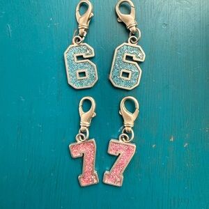 GGDB -Glittery Number SHOE CHARMS - Blue and Pink